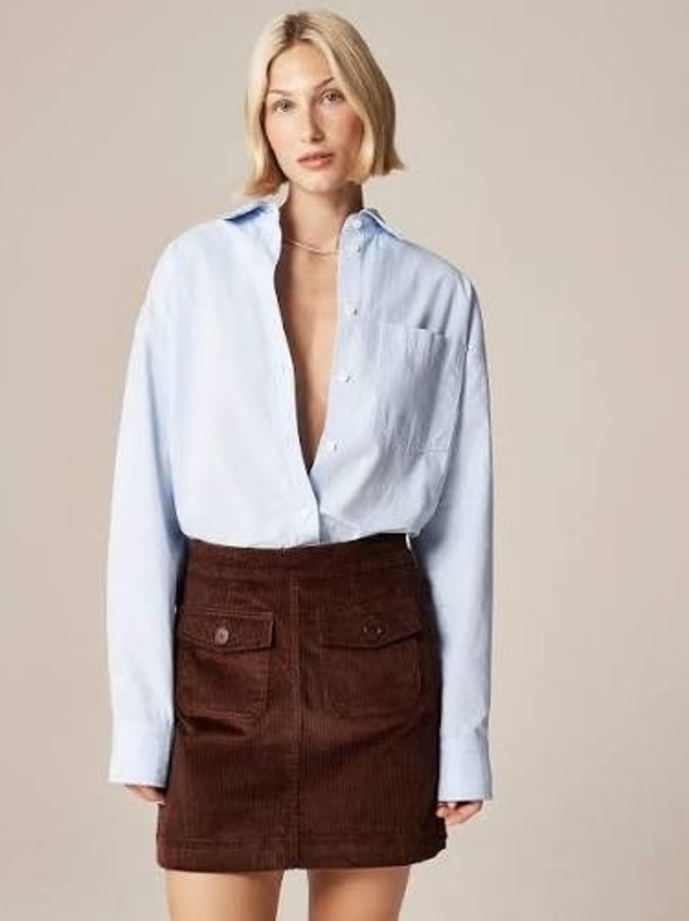 NWT J. Crew Patch pocket mini skirt, corduroy,  in French Press Size 14